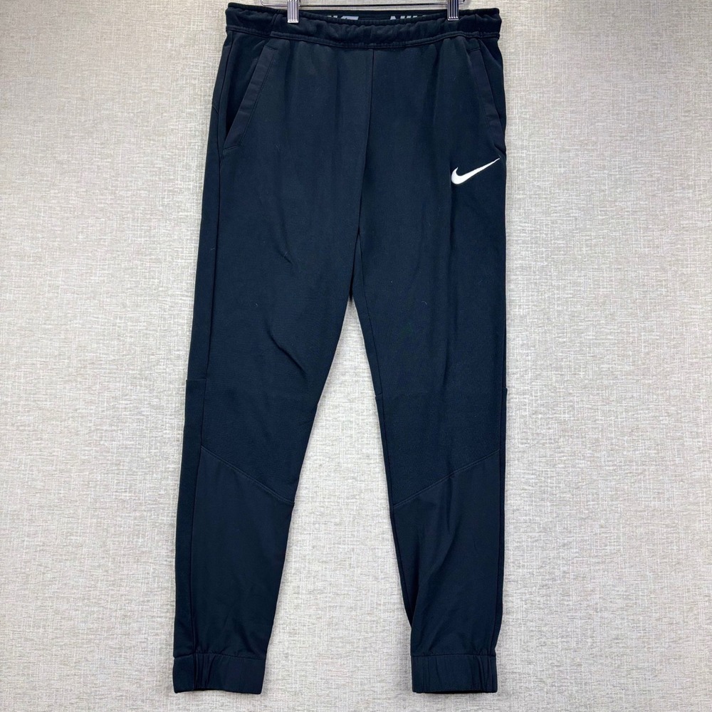 Nike Dri-FIT Mens Medium Training Pants Black Tapered Jogger Sweatpants